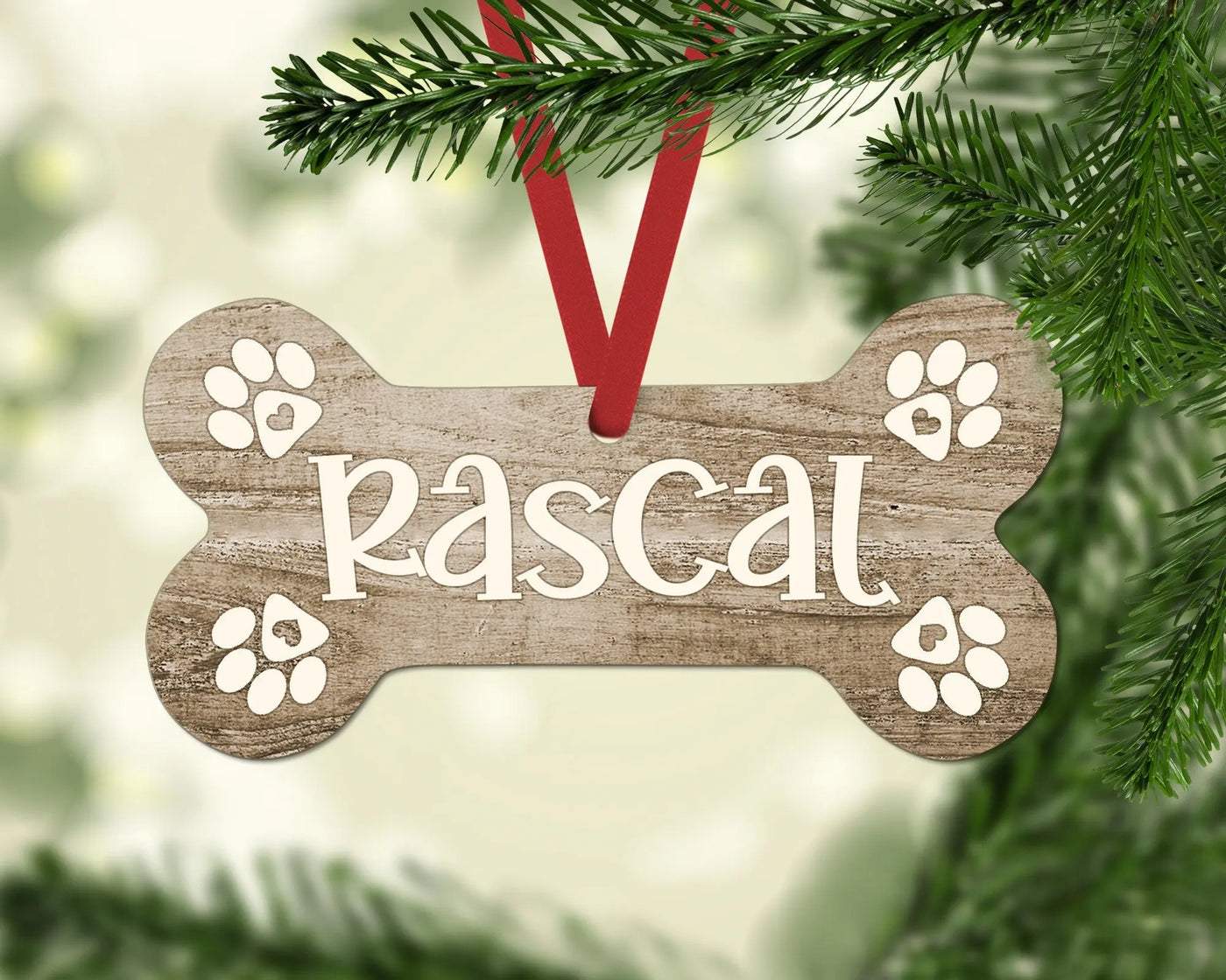 Christmas dog ornament, Christmas Ornament, Personalized Dog Bone, Distressed Wood, Dog Ornament Personalized, Dog Bone Shaped, Pet ornament Ornaments
