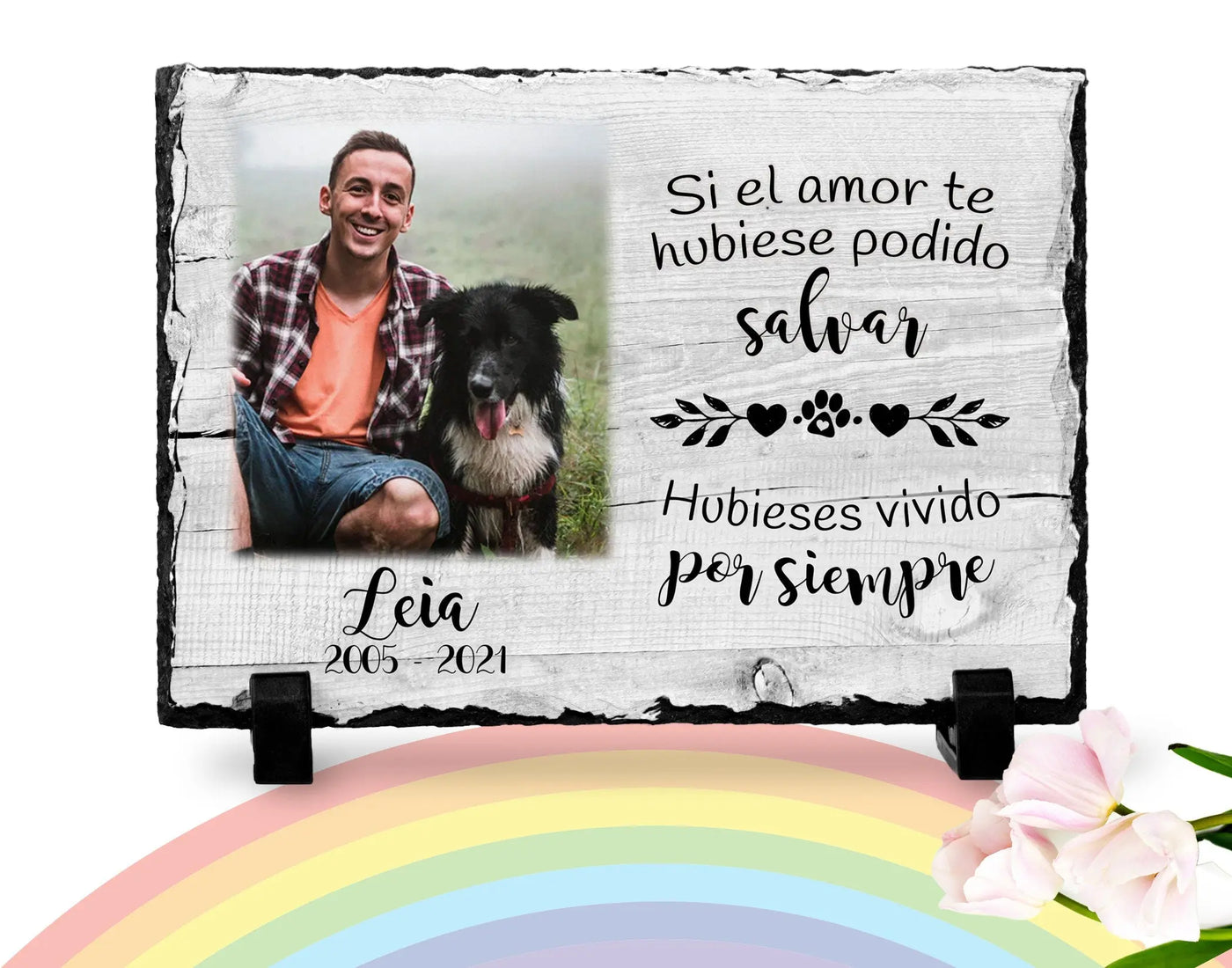 Dog Memorial Plaque Spanish | Pet memorial rock | Rainbow Bridge | Pet memorial plaque | Pet loss Gift | Poema para perdida de perro español13 My Furever Memories