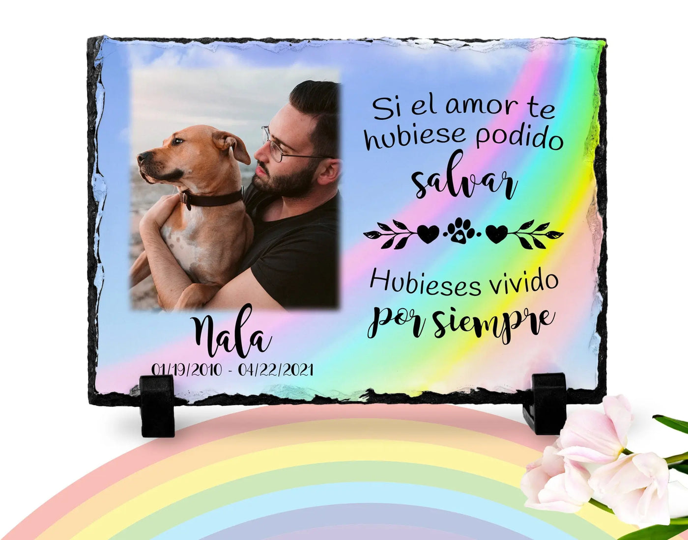 Dog Memorial Plaque Spanish | Pet memorial rock | Rainbow Bridge | Pet memorial plaque | Pet loss Gift | Poema para perdida de perro español24 My Furever Memories