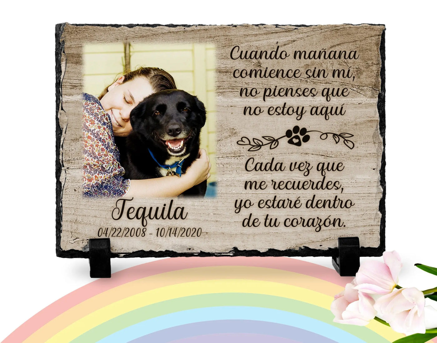 Dog Memorial Plaque Spanish | Pet memorial rock | Rainbow Bridge | Pet memorial plaque | Pet loss Gift | Poema para perdida de perro español3 My Furever Memories