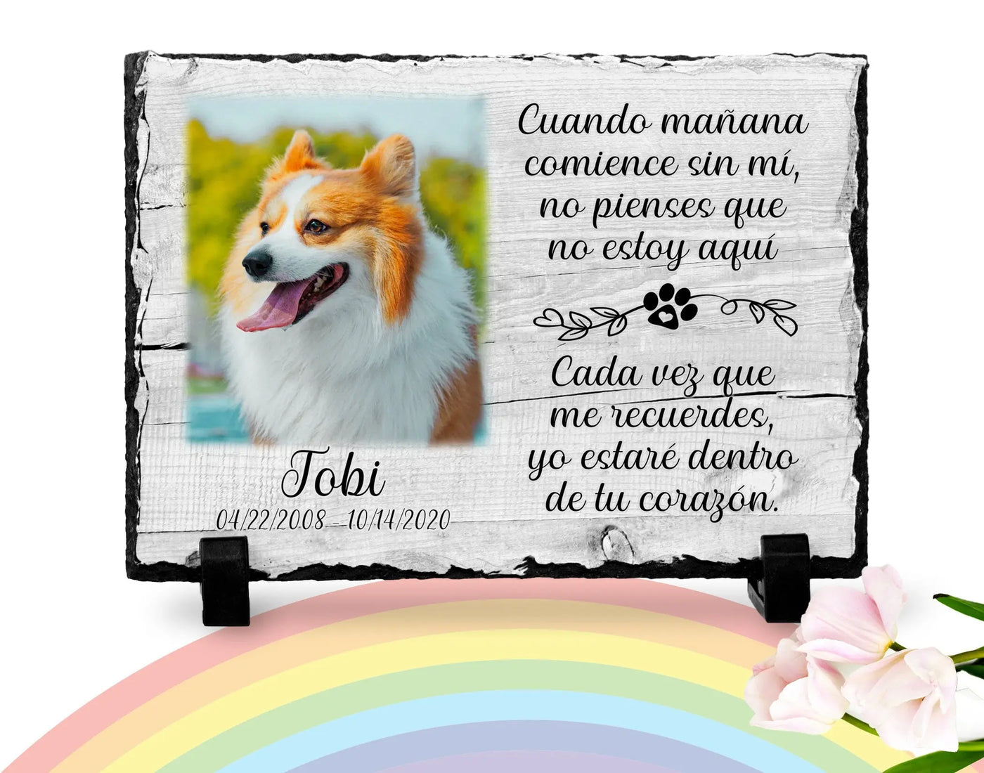 Dog Memorial Plaque Spanish | Pet memorial rock | Rainbow Bridge | Pet memorial plaque | Pet loss Gift | Poema para perdida de perro español4 My Furever Memories