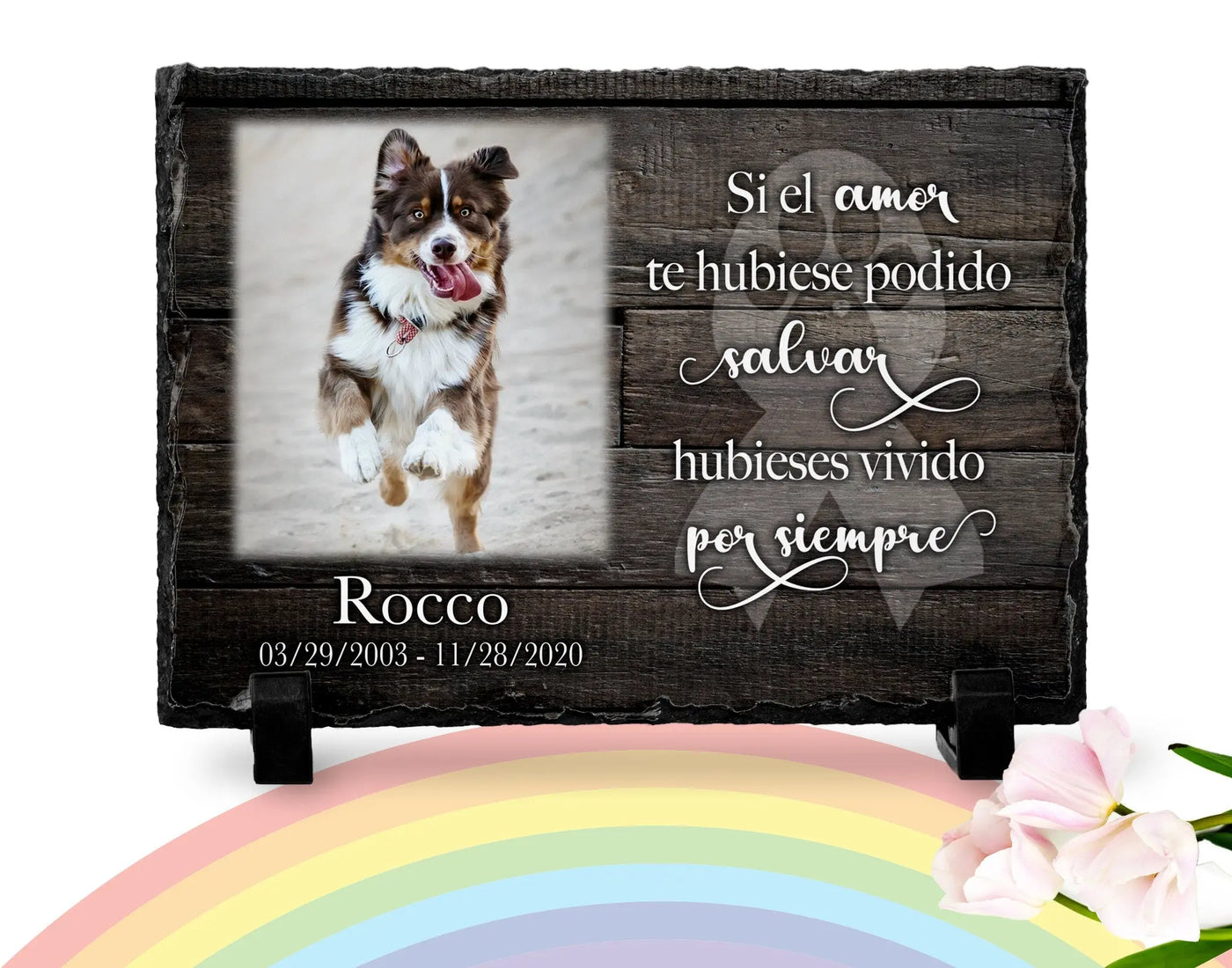 Dog Memorial Plaque Spanish | Rainbow Bridge poem | Pet memorial plaque | Cancer Pet loss Gift | Poema para perdida de perro español10 My Furever Memories