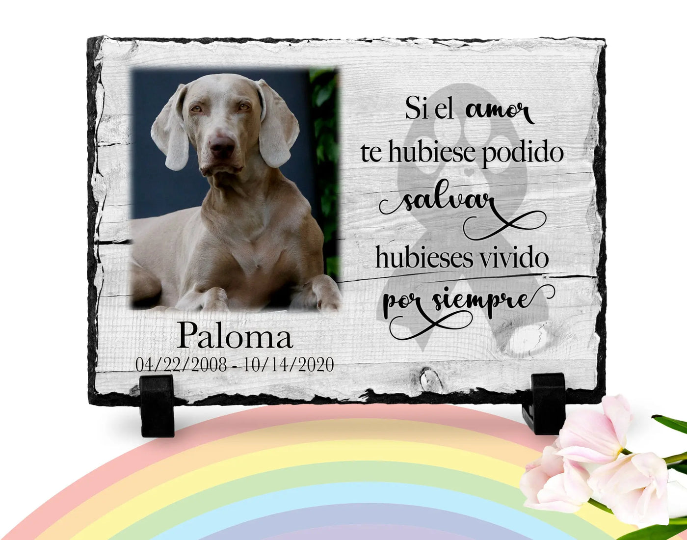 Dog Memorial Plaque Spanish | Rainbow Bridge poem | Pet memorial plaque | Cancer Pet loss Gift | Poema para perdida de perro español18 My Furever Memories