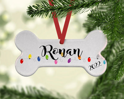 Dog's First Christmas Ornament, Personalized Dog Bone, Christmas Lights, Dog Ornament Personalized, Dog Bone Shaped Ornaments