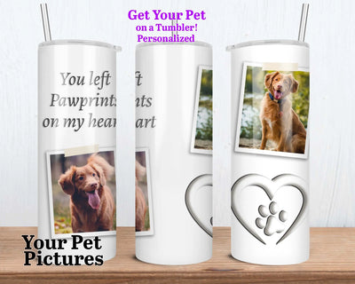 Gift for dog lovers 20oz Tumbler You Left Paw Prints Skinny Tumbler Water Bottle Pet Gift Dog mom pet loss gift Skinny Tumbler