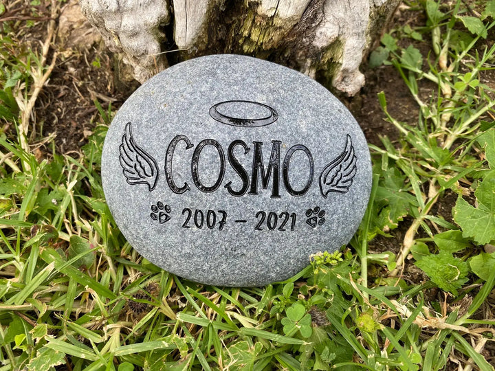 Grave Marker   Custom Engraved Pet Memorial Stone Angel wings cat or dog loss gift Memorial Rock