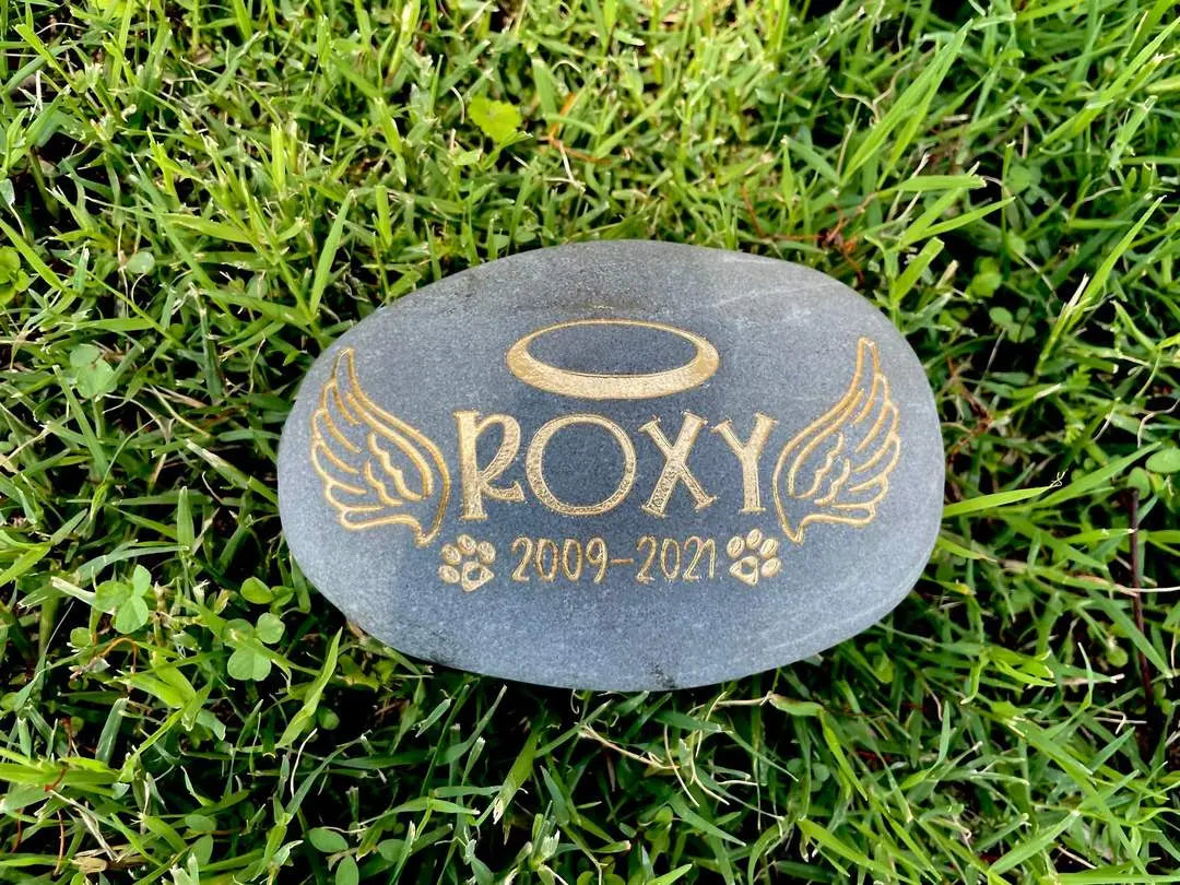 Grave Marker   Custom Engraved Pet Memorial Stone Angel wings cat or dog loss gift Memorial Rock