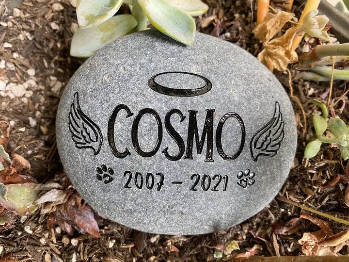 Grave Marker   Custom Engraved Pet Memorial Stone Angel wings cat or dog loss gift Memorial Rock