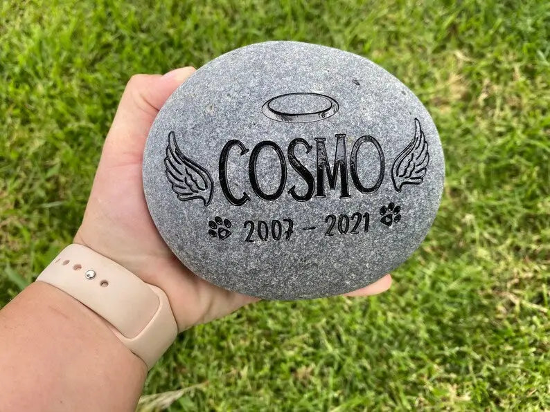 Grave Marker   Custom Engraved Pet Memorial Stone Angel wings cat or dog loss gift Memorial Rock