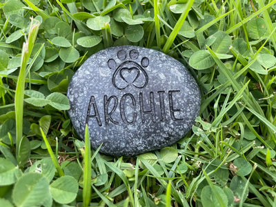 Grave Marker   Custom Engraved Pet Memorial Stone Heart Paw Print Memorial Rock