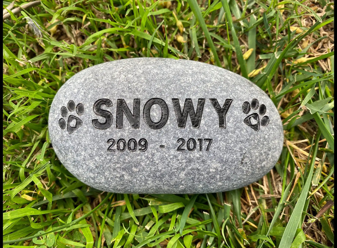 Grave Marker   Custom Engraved Pet Memorial Stone Paw Prints Memorial Rock