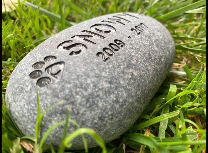 Grave Marker   Custom Engraved Pet Memorial Stone Paw Prints Memorial Rock