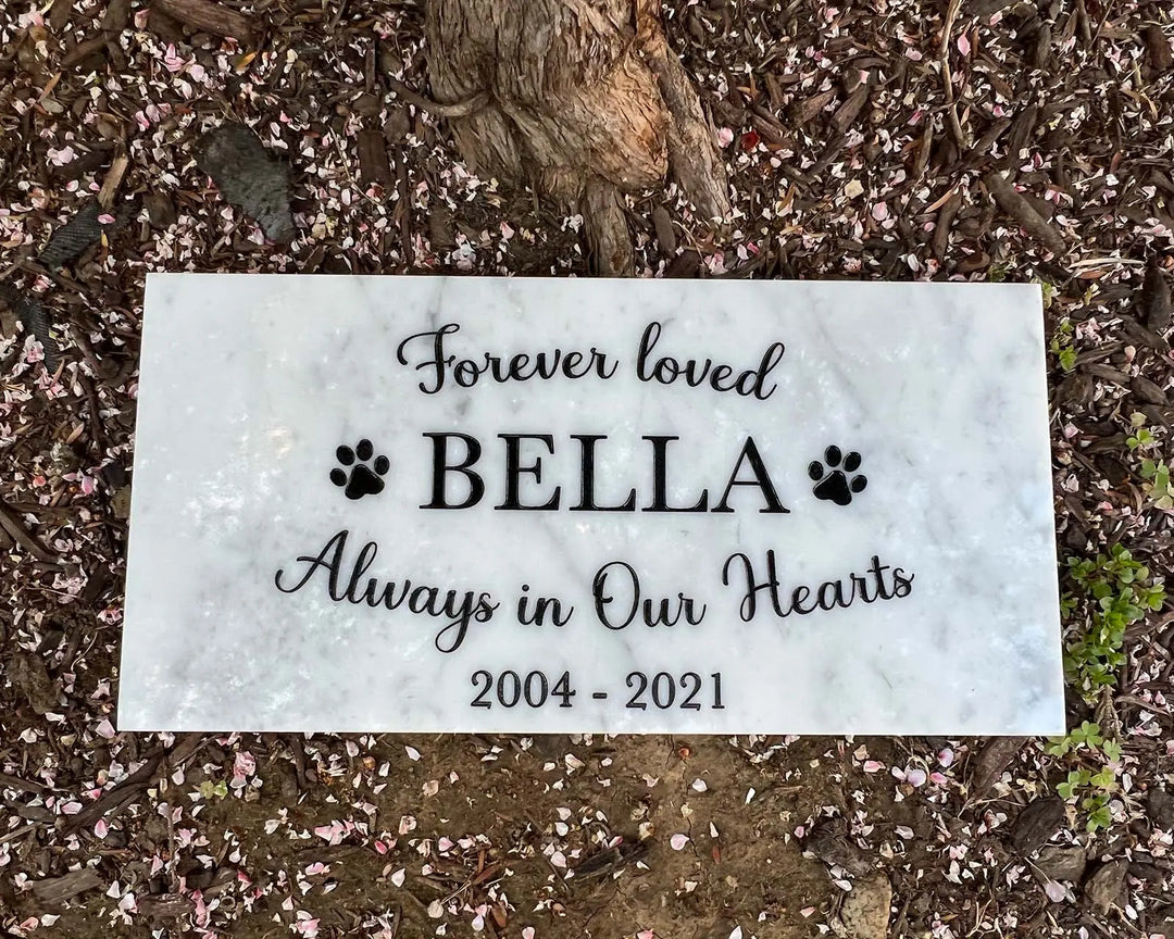 Grave Marker, Pet headstones, Custom Outdoor Engraved Pet Stone In Loving Memory Marble Grave Marker