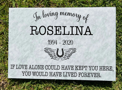 Horse Grave Plaque Marble Marker, Pet headstones, Custom Outdoor Engraved Horse Stone In Loving Memory Marble Grave Marker