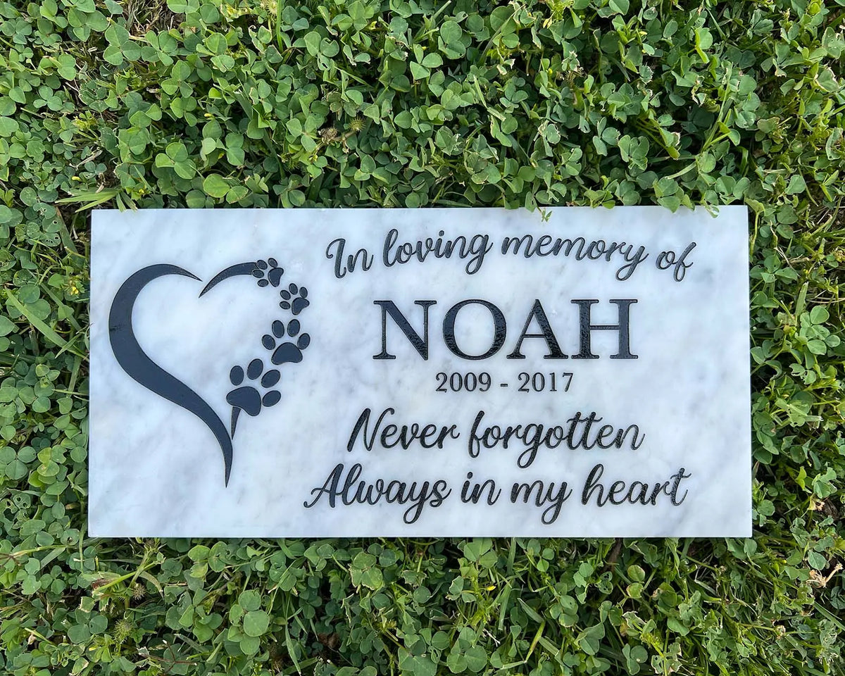 Outdoor Pet Grave Marker, Dog head stone, Personalized Outdoor Engraved Pet Stone You left paw Prints Marble Grave Marker