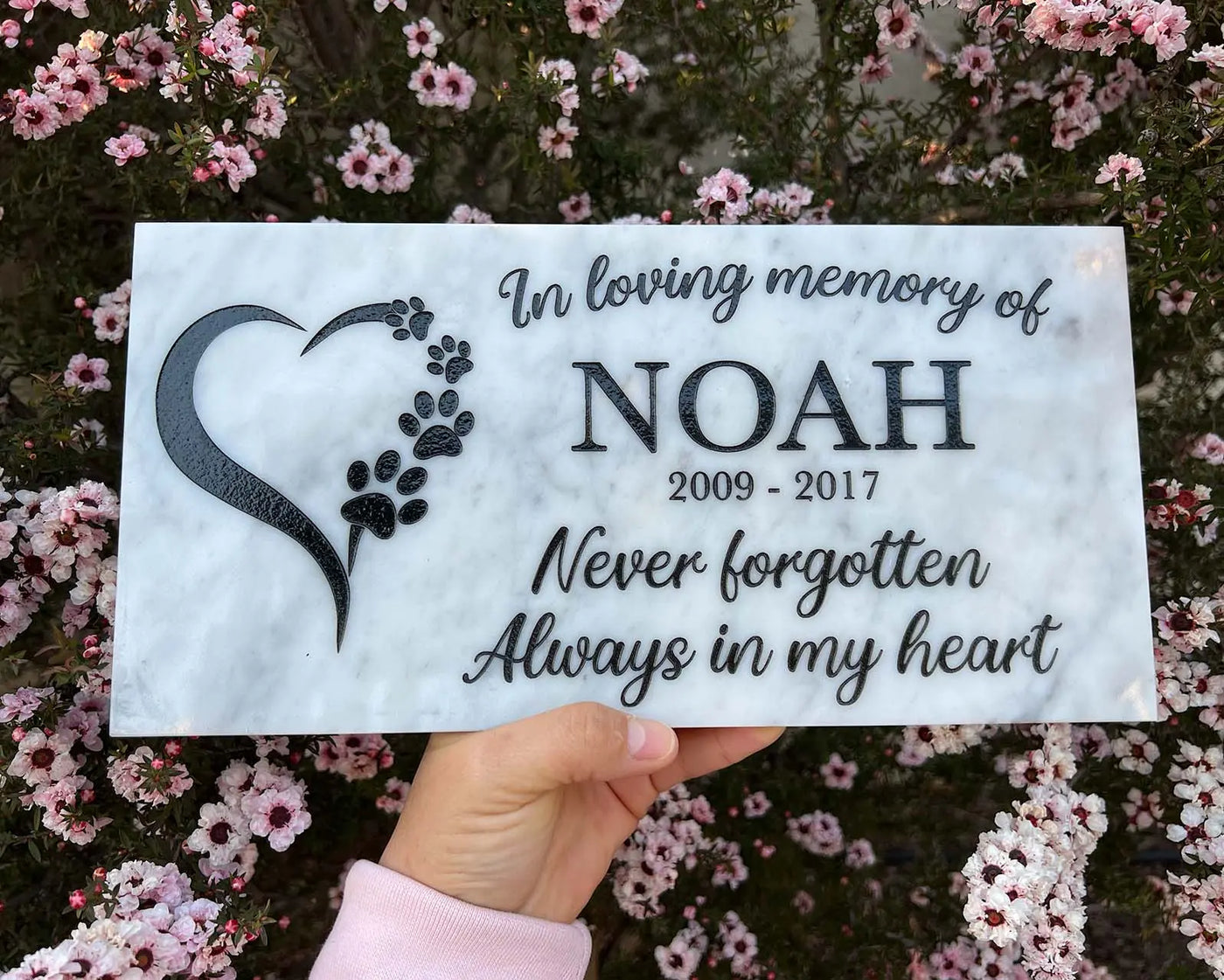 Outdoor Pet Grave Marker, Dog head stone, Personalized Outdoor Engraved Pet Stone You left paw Prints Marble Grave Marker