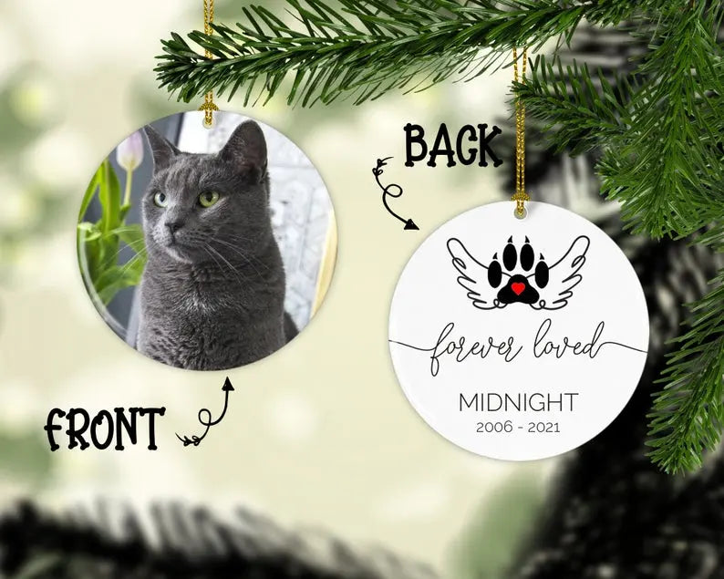 Personalized Cat Memorial  Forever Loved Personalized Picture Keepsake Ornaments