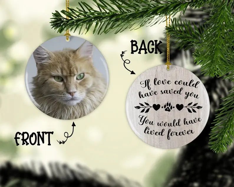 Personalized Cat Memorial Christmas Ornament If Love Could Have Saved ...