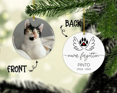 Personalized Cat Memorial Christmas Ornament  Never Forgotten Personalized Picture Keepsake Ornaments