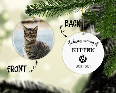 Personalized Cat Memorial Ornament Christmas Ornament  In Loving Memory Personalized Picture Keepsake Ornaments