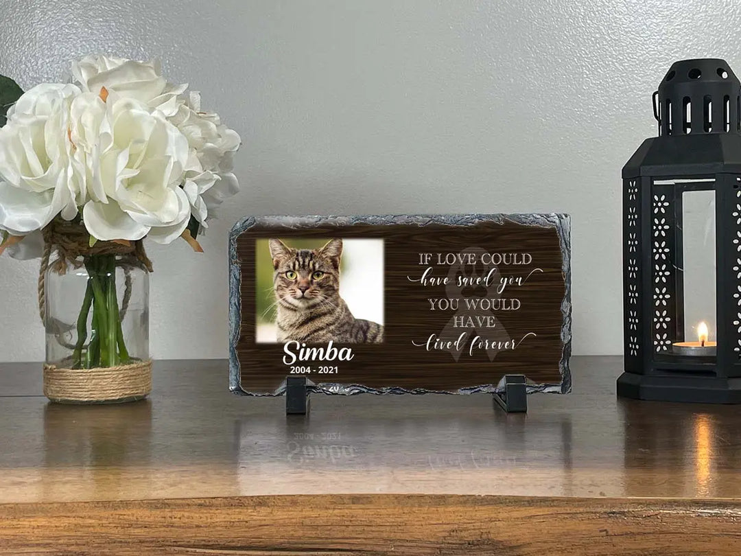 Personalized Cat Memorial Plaque   If love alone could have kept you here  Personalized Picture Keepsake Memorial Slates