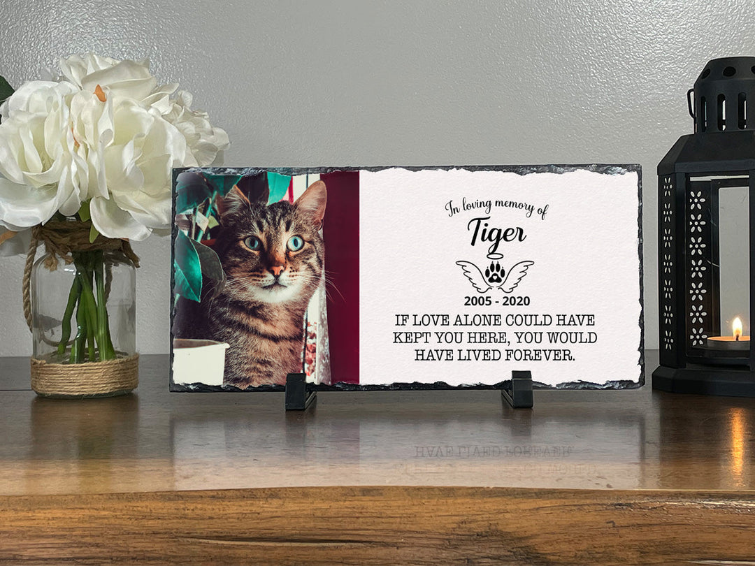 Personalized Cat Memorial Plaque   If love alone could have kept you here  Personalized Picture Keepsake Memorial Slates