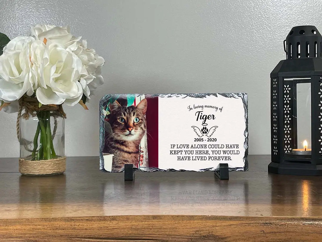 Personalized Cat Memorial Plaque   If love alone could have kept you here  Personalized Picture Keepsake Memorial Slates