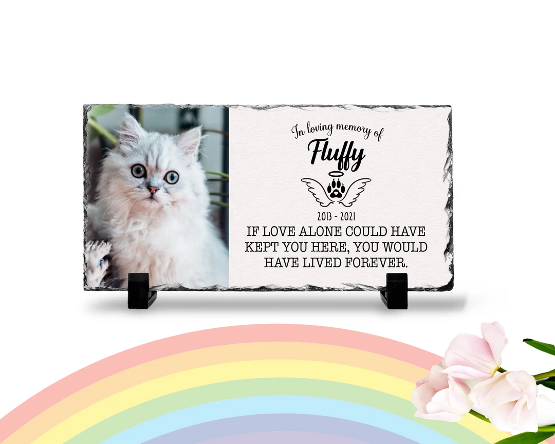 Personalized Cat Memorial Plaque   If love alone could have kept you here  Personalized Picture Keepsake Memorial Slates