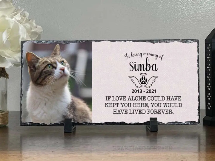 Personalized Cat Memorial Plaque   If love alone could have kept you here  Personalized Picture Keepsake Memorial Slates