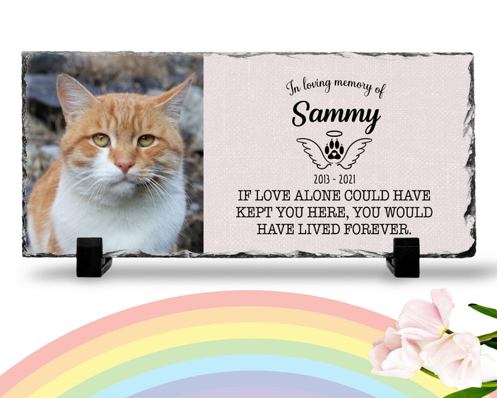 Personalized Cat Memorial Plaque   If love alone could have kept you here  Personalized Picture Keepsake Memorial Slates