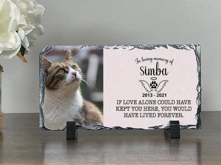 Personalized Cat Memorial Plaque   If love alone could have kept you here  Personalized Picture Keepsake Memorial Slates