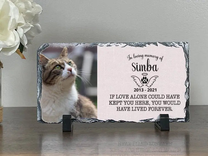 Personalized Cat Memorial Plaque   If love alone could have kept you here  Personalized Picture Keepsake Memorial Slates