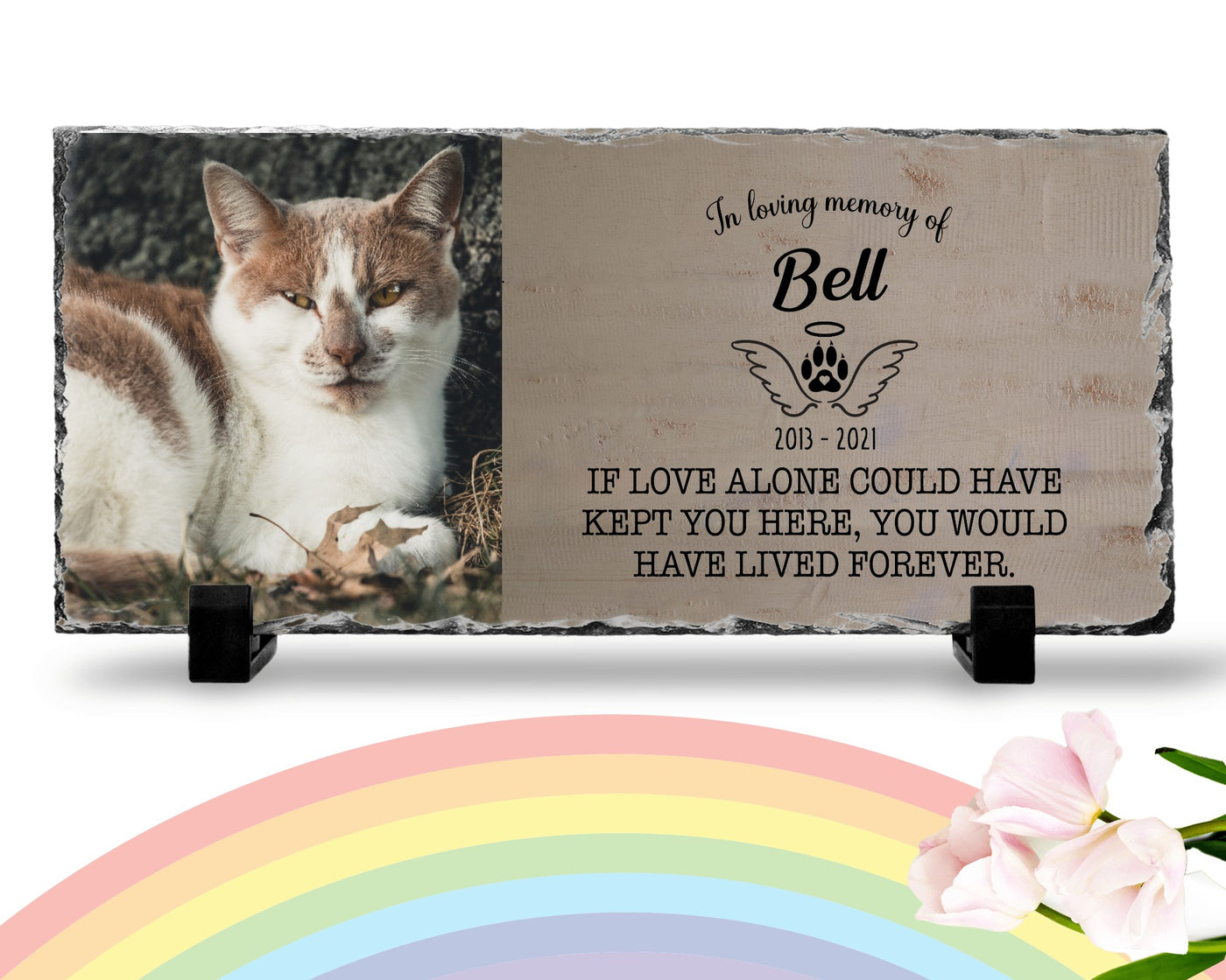 Personalized Cat Memorial Plaque   If love alone could have kept you here  Personalized Picture Keepsake Memorial Slates