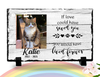 Personalized Cat Memorial Plaque   If love alone could have kept you here  Personalized Picture Keepsake Memorial Slates