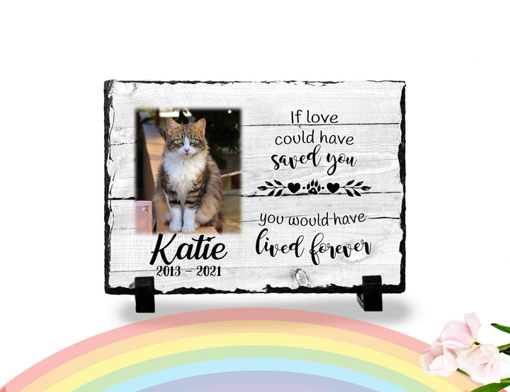 Personalized Cat Memorial Plaque   If love alone could have kept you here  Personalized Picture Keepsake Memorial Slates