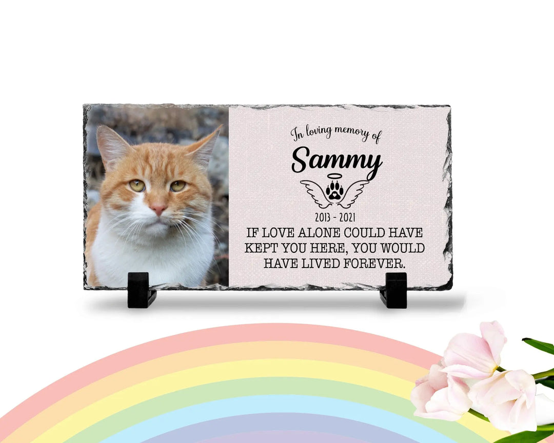 Personalized Cat Memorial Plaque   If love alone could have kept you here  Personalized Picture Keepsake Memorial Slates