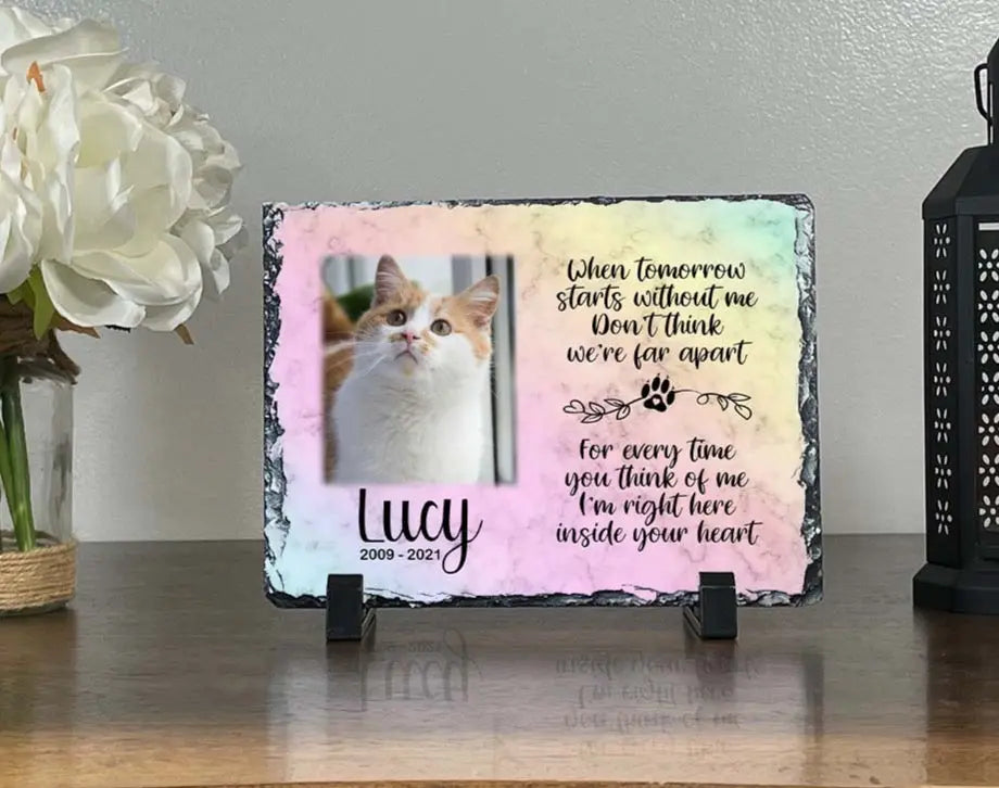 Personalized Cat Memorial Plaque   When tomorrow starts without me   Personalized Keepsake Memorial Slates