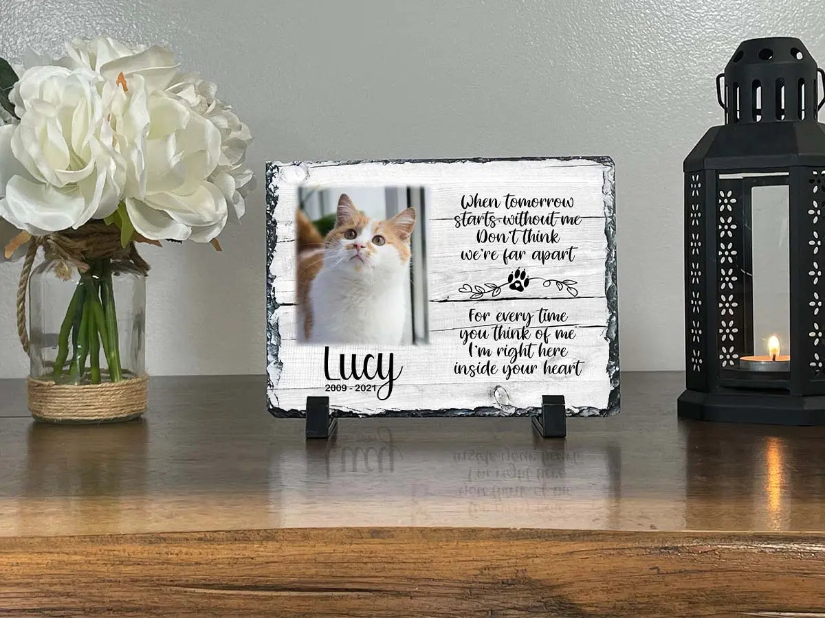 Personalized Cat Memorial Plaque   When tomorrow starts without me   Personalized Keepsake Memorial Slates