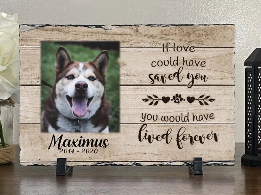 Personalized Dog Memorial   If Love Could Have Saved You  Personalized Picture Keepsake Memorial Slates