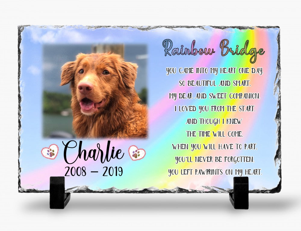 Personalized Dog Memorial   You left paw prints on my heart  Personalized Picture Keepsake Memorial Slates