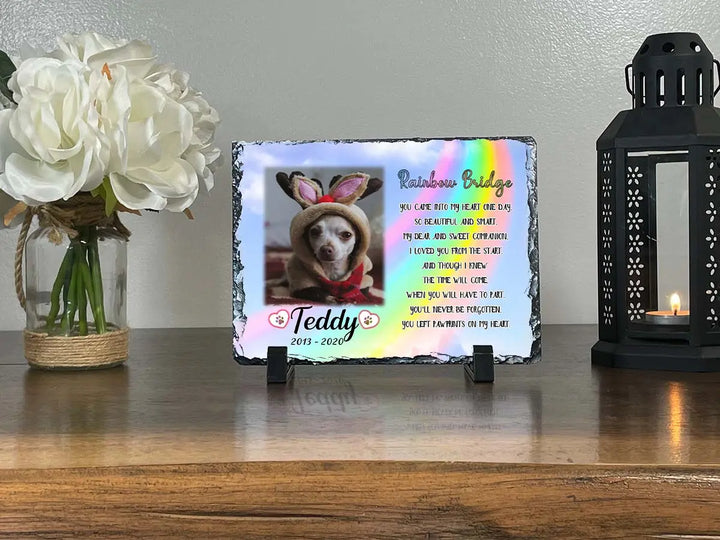 Personalized Dog Memorial   You left paw prints on my heart  Personalized Picture Keepsake Memorial Slates