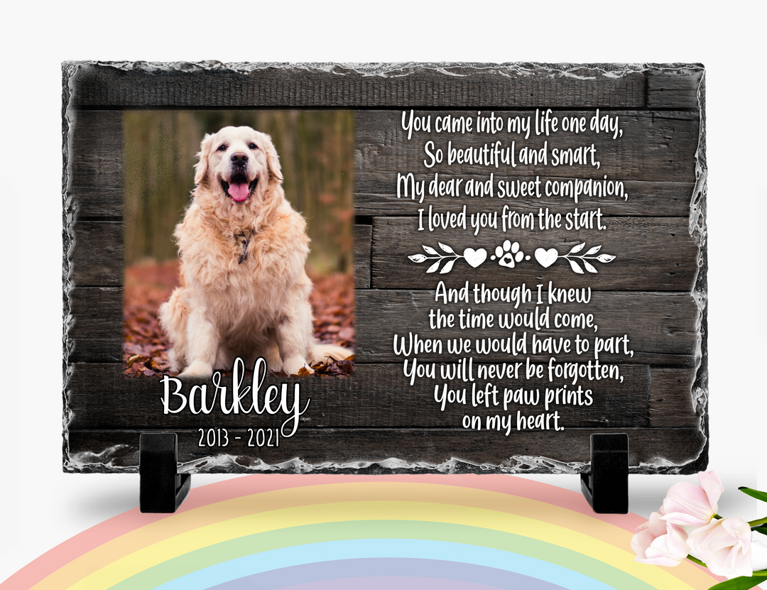 Personalized Dog Memorial   You left paw prints on my heart  Personalized Picture Keepsake Memorial Slates