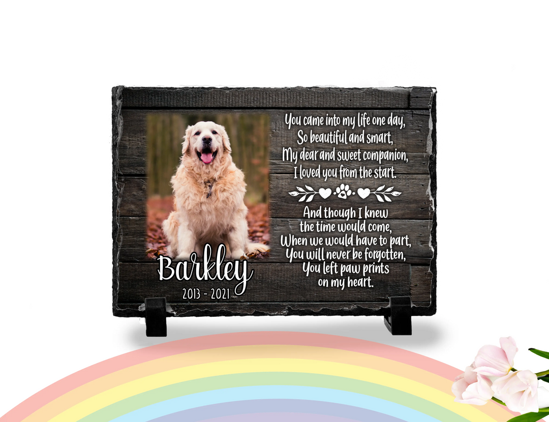 Personalized Dog Memorial   You left paw prints on my heart  Personalized Picture Keepsake Memorial Slates