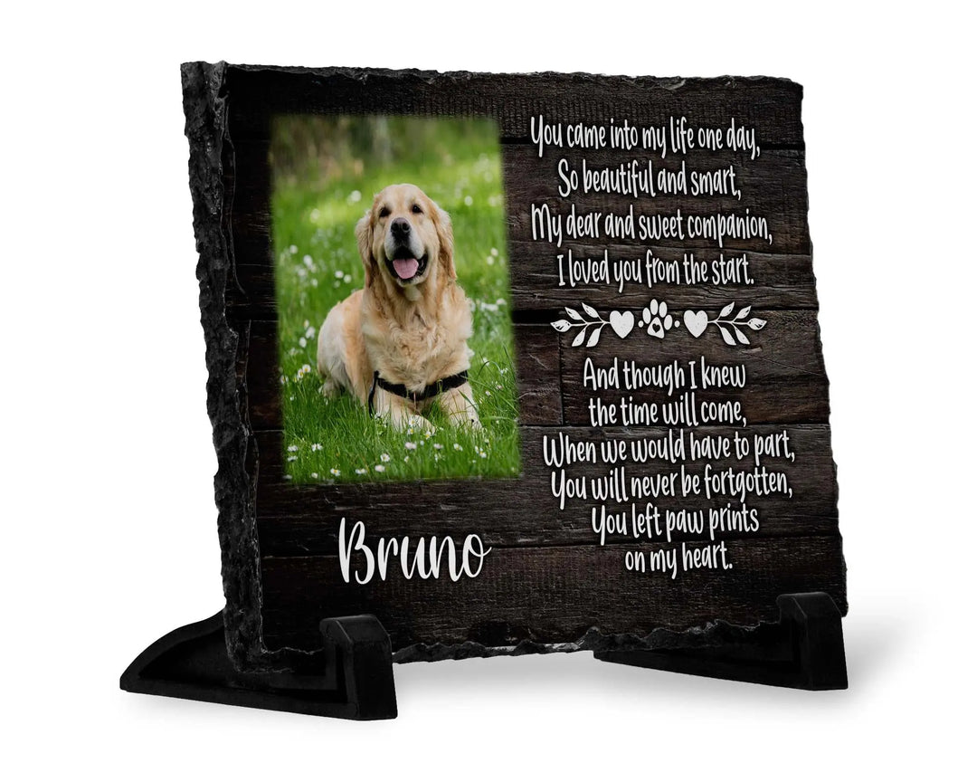 Personalized Dog Memorial   You left paw prints on my heart  Personalized Picture Keepsake Memorial Slates