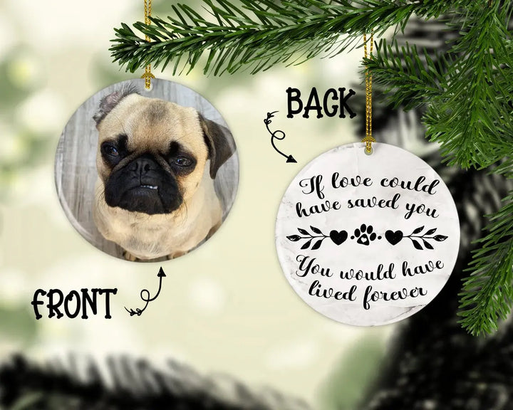 Personalized Dog Memorial  Christmas Ornament If Love Could Have Saved You Personalized Picture Keepsake Ornaments