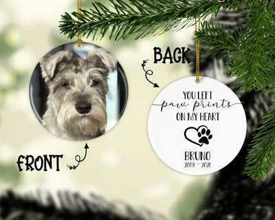 Personalized Dog Memorial Christmas Ornament You Left Paw Prints on my Heart Personalized Picture Keepsake Ornaments