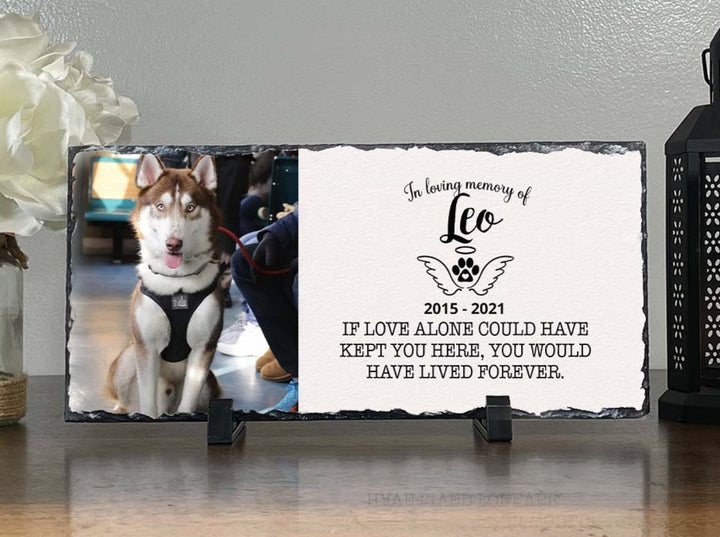 Personalized Dog Memorial Plaque   If love alone could have kept you here  Personalized Picture Keepsake Memorial Slates