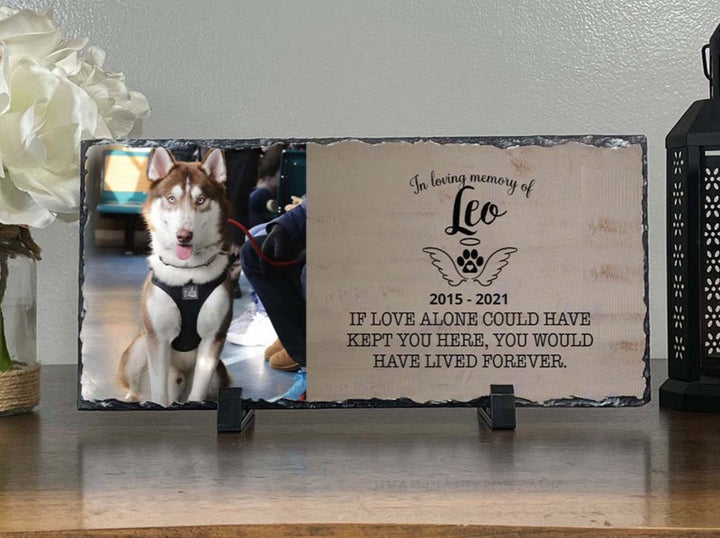 Personalized Dog Memorial Plaque   If love alone could have kept you here  Personalized Picture Keepsake Memorial Slates