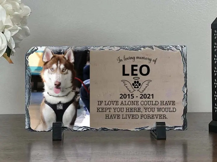 Personalized Dog Memorial Plaque   If love alone could have kept you here  Personalized Picture Keepsake Memorial Slates