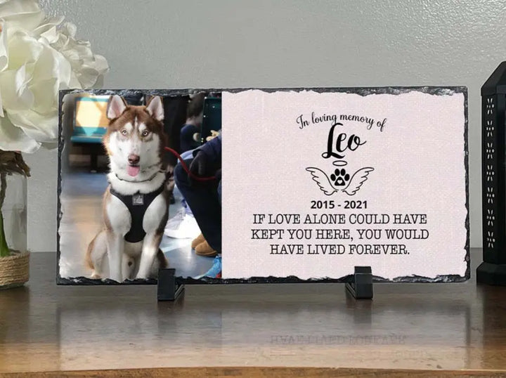 Personalized Dog Memorial Plaque   If love alone could have kept you here  Personalized Picture Keepsake Memorial Slates